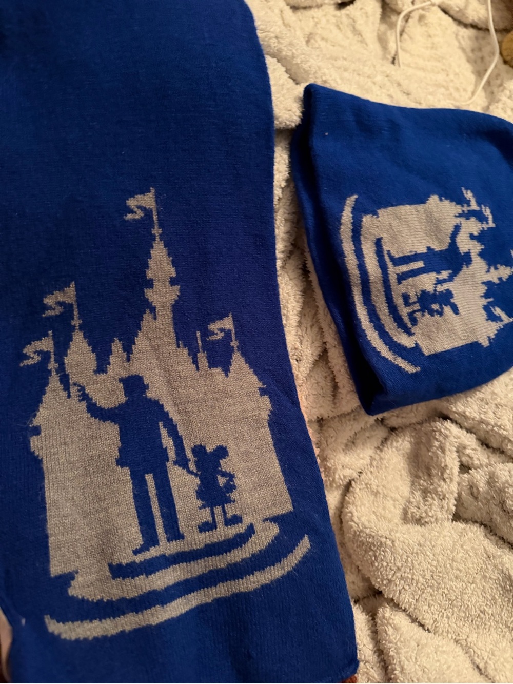 Disney Blue and Silver Castle Scarf and Beanie Set